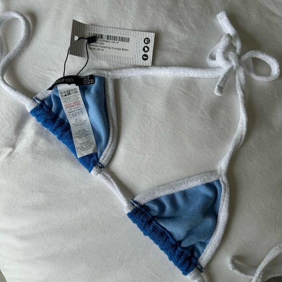 Boohoo Contrast Toweling Triangle Bikini Top - Picture 5 of 8